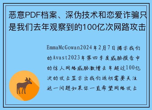 恶意PDF档案、深伪技术和恋爱诈骗只是我们去年观察到的100亿次网路攻击中的一部分。